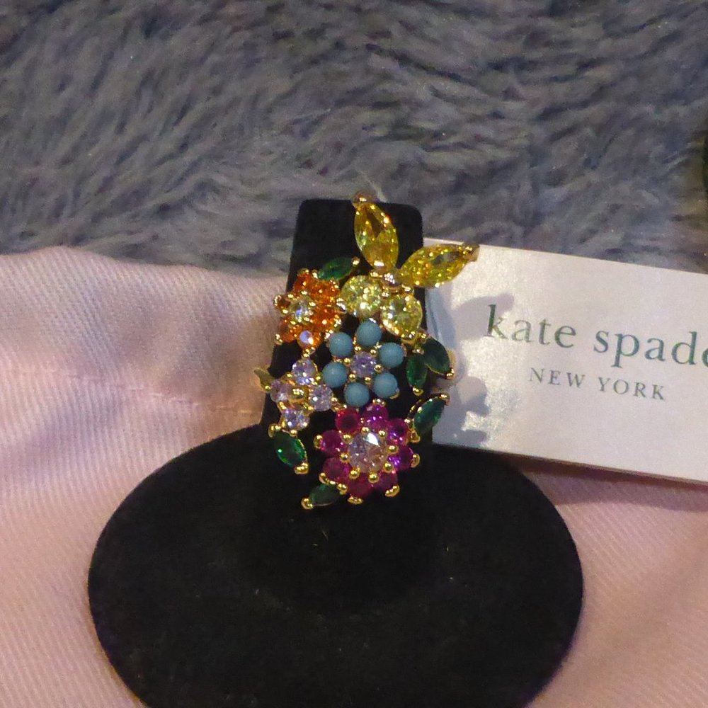 Kate Spade Butterfly & Flowers Bloom Ring Size 7 NWT $112